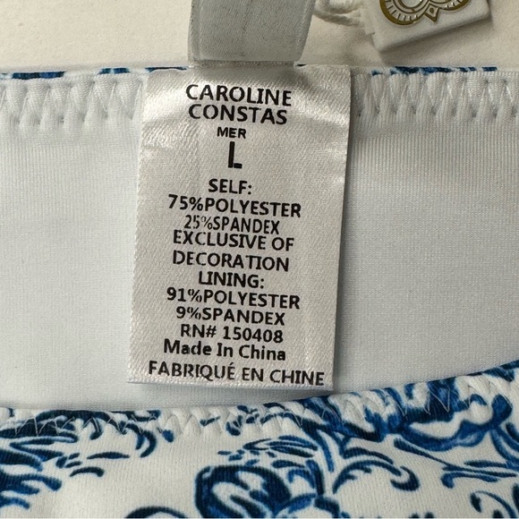 NWT CAROLINE CONSTAS Blue Toile Evie Bandeau Bikini Top Mykela Bikini Bottom LG - Picture 9 of 16